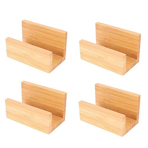 Mocturnity 4X Bambus Desktop Visitenkartenhalter für Schreibtisch Robuste Visitenkarte Display Stand für Büro Geeignet für Männer Frauen von Mocturnity