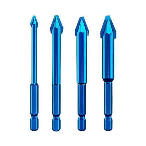 Mocturnity 4er-Pack Sechskantschaft Hochhärte-Exzenterbohrer Präzisionsglas Fliesen Keramik Punching Rock Slab Dreieck Bohrer-Set 6-12mm, Langlebige Feinverarbeitung von Mocturnity