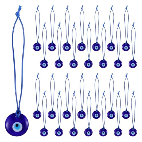 Mocturnity 50 Anhänger mit türkischem blauem Auge, böser Blick, Glasperlen zum Aufhängen am Autospiegel, Zubehör zum Aufhängen von Mocturnity