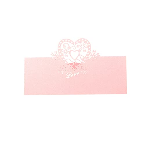 Mocturnity 50 Stück Love Heart Cut Karten für Tisch Hochzeit Namen Platz Dekoration Geschenk Rosa von Mocturnity