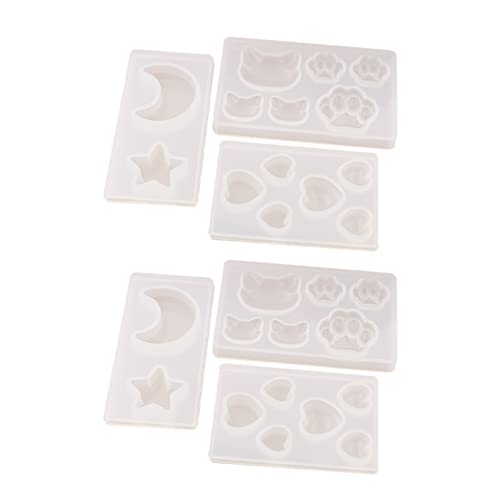 Mocturnity 6 x Bär Pfote Herz Mond Stern Silikonform Harz Silikonform handgefertigt DIY von Mocturnity