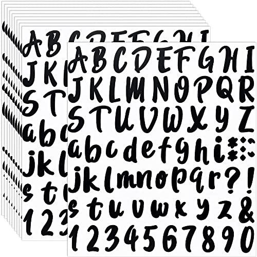 Mocturnity 720 Stück 10 Blatt selbstklebende Vinyl-Aufkleber, Alphabet-Nummernaufkleber für Briefkasten, Tür (Schwarz, 2,5 cm) von Mocturnity