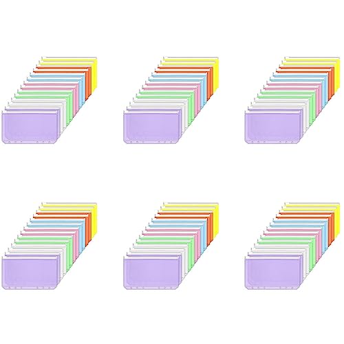 Mocturnity 84 Stück Ordnertaschen A6 Größe 6 Löcher Ordner Reißverschlussordner Wasserdichte Pvc-Lose-Blatt- für 6-Ringbuch-Notizbuch von Mocturnity