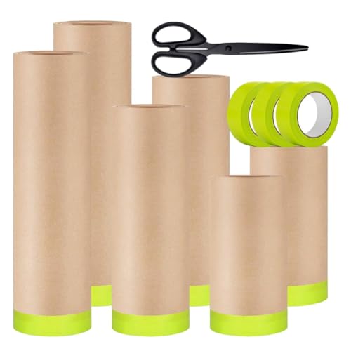 Mocturnity Abdeckpapier für Autolackierung, 6 Rollen Klebeband und Malertapete zum Abdecken von Autos von Mocturnity