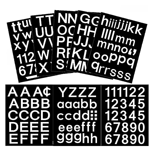 Mocturnity Buchstaben-Set aus Vinyl, selbstklebend, 8 Blätter, Aufkleber für Briefkasten, Schilder, Fenster, Autos, Adressnummer von Mocturnity