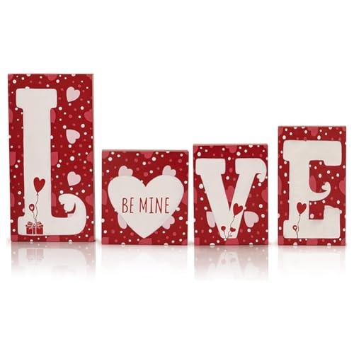 Mocturnity Buchstabenblöcke aus in Herzform, romantisch, zum Valentinstag, Schild, Kaminsims, romantische Dekoration von Mocturnity