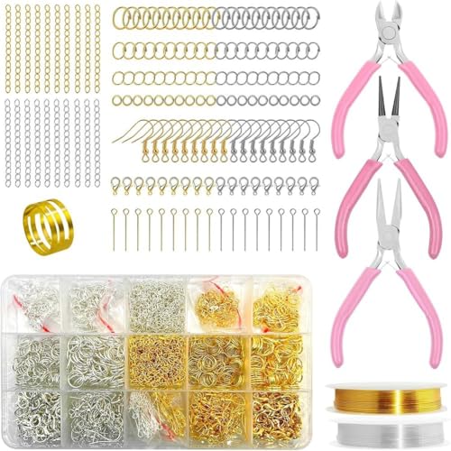 Mocturnity Das 1166-teilige Schmuckzubehör-Set enthält Zubehör für Silberohrringe und Karabinerverschlüsse zum Basteln und Reparieren von Mocturnity