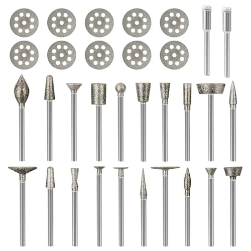 Mocturnity Diamant-Fräser-Set, Rotationswerkzeug, Trennscheibe, Stein, Glas, Fliesen, Schmuck, Gravur, Mauerwerk, 1/8 Zoll Mocturnity Diamant-Fräser-Set, Rotationswerkzeug, Trennscheibe, Stein, Glas, Fliesen, Schmuck, Gravur, Mauerwerk, 1/8 Zoll von Mocturnity