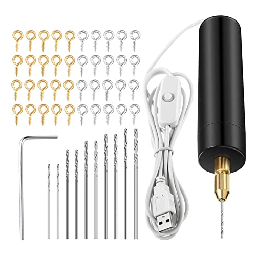 Mocturnity Elektrobohrer-Set aus Harz, inklusive Augenschrauben, Spiralbohrerwerkzeuge, Mini-Elektrobohrer für die Herstellung von Schlüsselanhängern von Mocturnity