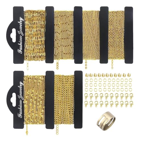 Mocturnity Für Halsketten zur Schmuckherstellung, 6 Rollen, aus Edelstahl für Schmuck und zur Schmuckherstellung mit Karabinerverschlüssen von Mocturnity