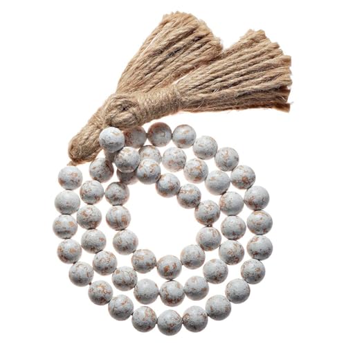 Mocturnity Girlande mit Holzperlen, Bauernhof, Innendekoration, Girlande aus Naturholz, mehrstufig, dekorative Girlande, rustikales Dekor Mocturnity Girlande mit Holzperlen, Bauernhof, Innendekoration, Girlande aus Naturholz, mehrstufig, dekorative Girlande, rustikales Dekor von Mocturnity