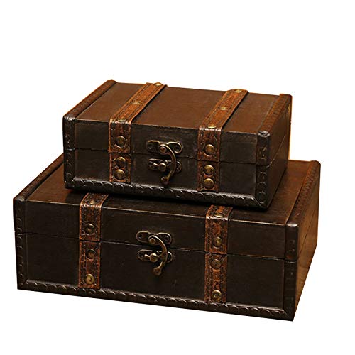 Mocturnity Große Vintage-Schmuckschatulle mit Metallschloss für Geschenk und Sarg-Organizer aus Holz, Retro-Aufbewahrungsbox für den Schreibtisch, Schnalle von Mocturnity