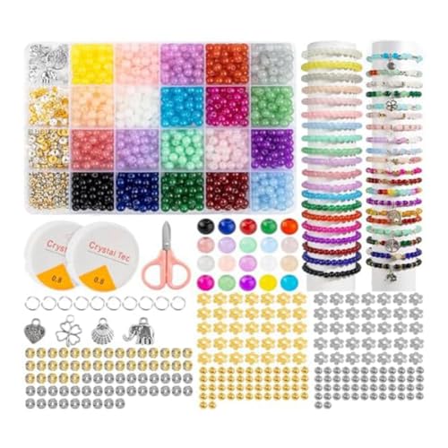 Mocturnity Kit zur Herstellung von Armbändern aus Glasperlen, Bastelset mit elastischer Schnur, Schmuck, Ring, Geschenk für Mädchen ab 6 und 12 Jahren von Mocturnity