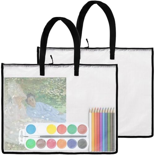Mocturnity Künstler-Brieftasche, 19 x 25 cm, transparente Dokumententasche für Kunstwerke, zur Aufbewahrung von wasserdichten Postern + Griff für Zeichenbrett, 2 Stück von Mocturnity