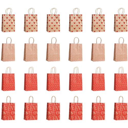 Mocturnity M 24 Geschenktüten für Valentinstag, Süßigkeiten, Geschenktüten mit Griffen, Papiertüten in Herzform für Hochzeiten und Valentinstag von Mocturnity