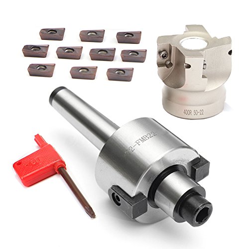 Mocturnity MT2 M10 & 50 mm Gesichtsfräser + 10 Stück APMT1604 Hartmetall-Einsätze, CNC-Einsätze von Mocturnity