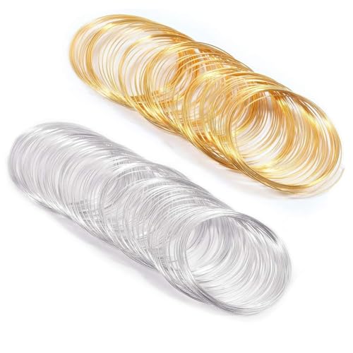 Mocturnity Memorydraht mit 200 Schlaufen Zur Armbandherstellung, Gold-Silberfarbener Schmuckdraht, Memory-Perlendraht Zur Schmuckherstellung Mocturnity Memorydraht mit 200 Schlaufen Zur Armbandherstellung, Gold-Silberfarbener Schmuckdraht, Memory-Perlendraht Zur Schmuckherstellung von Mocturnity