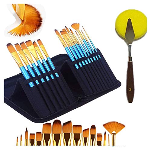 Mocturnity Pinselset für Künstler, Schwamm für Malmesser, 15-teilig, für Acrylmalerei, Aquarell von Mocturnity