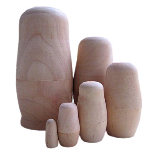 Mocturnity Russische Matroschka aus unbehandeltem Holz, zum Basteln, Basteln (6 Sets) von Mocturnity