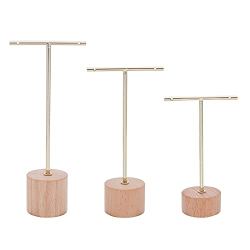Mocturnity Schmuckständer für Ohrringe, T-Stange, 3-teilig, mit Schmuckständer auf Holzbasis, Schmuck-Organizer, Anhänger für Fotozubehör B von Mocturnity