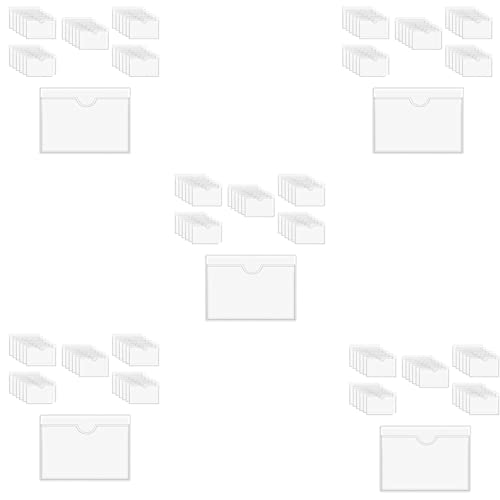 Mocturnity Selbstklebende Etikettenhalter, 300 Stück, Kartenhalter, transparent, mit Öffnung oben für Indexkarten von Mocturnity