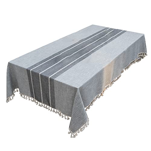Mocturnity Tischdecke, 140 x 178 cm, mit Fransen und Quasten, rechteckig, aus Baumwolle, für Küche, Esszimmer, Patio (Grau) von Mocturnity