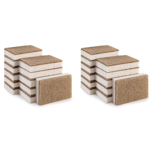 Mocturnity Umweltfreundlicher Naturschwämme für Geschirr, Packung mit 24 Stück, biologisch abbaubarer Küchenschwamm mit kompostierbarem Schwamm von Mocturnity