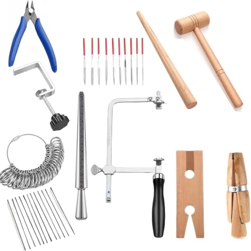 Mocturnity Werkzeugset für die Schmuckherstellung: Ringzange, Messgeräte, Dornen, Klemmen, Feilen, Hammer, Hammer und für Erwachsene. von Mocturnity