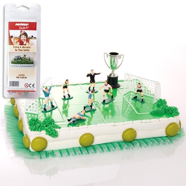 Fußball-Tortendeko-Set Kunststoff, 10-teilig mit Spielern, Toren & Pokal von Modecor