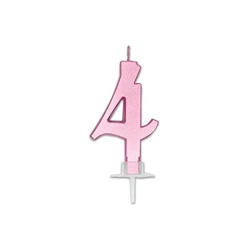 Kerze Nummer 4 Rosa Metall 7 cm Kerze Nummer 4 Rosa Metall 7 cm von Modecor