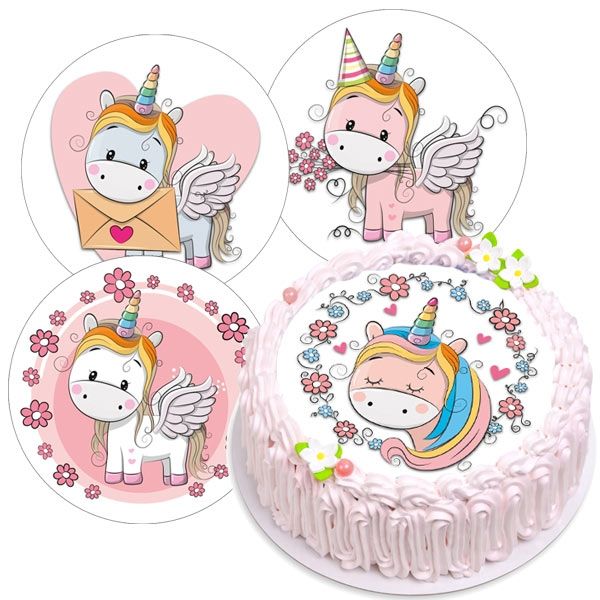 Tortenaufleger, Einhorn, 1 Stk, Oblate Ø 20,5cm