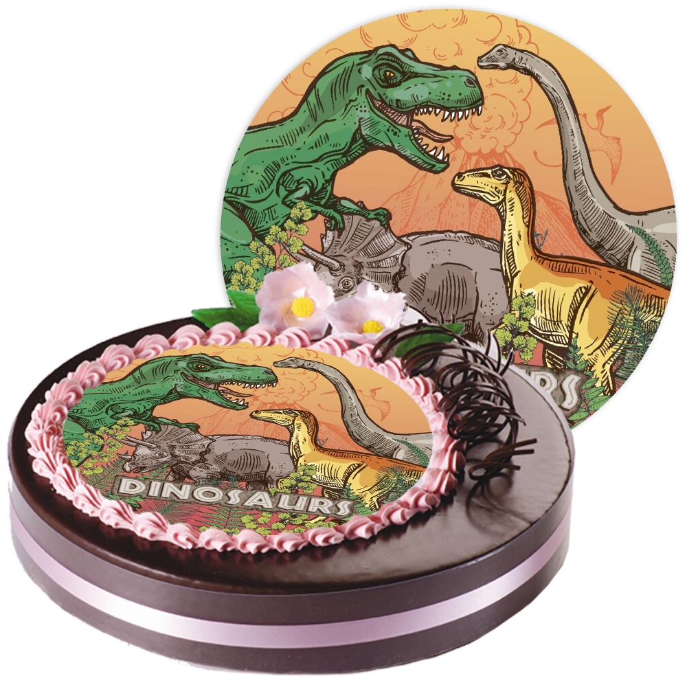 Tortenaufleger Dinosaurier, 1 Stück, Oblate, Ø 21cm Tortenaufleger Dinosaurier, 1 Stück, Oblate, Ø 21cm von Modecor