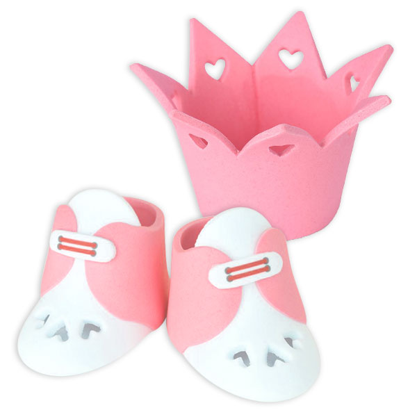 Zuckerfigurenset Krone und Schuhe in rosa, 3-teilig von Modecor