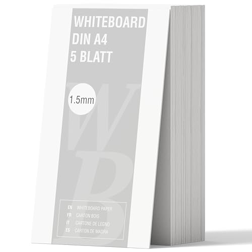 5Stk. Whiteboard Pappe DIN A4 | 1.5mm Stärke | weiß durchgefärbt | Modellbauwerk® | für Modellbau und Bastelarbeiten | Architektur | Studium | Material | Diorama |Kreativ sein von Modellbauwerk