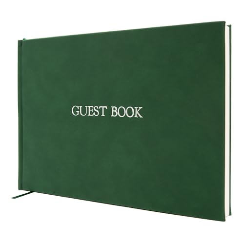 Geprägtes Gästebuch – 11,5 x 8,5 cm, groß, luxuriös, modern, cremefarben, Leinen, geprägtes Hardcover, Gästebuch für Hochzeit, Geburtstag und Veranstaltungen, leere Seiten (Smaragd) von Modern Album Designs