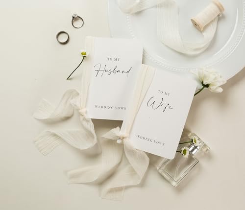 Modern Album Designs White Vow Bücher mit Bändern (Set mit 2 Stück) – 14 x 10 cm, minimalistisches Taschenformat, Hochzeitszeremonie, Gelübde, Erneuerung, Reden-Notizbuch, Tagebuch, Geschenk für von Modern Album Designs