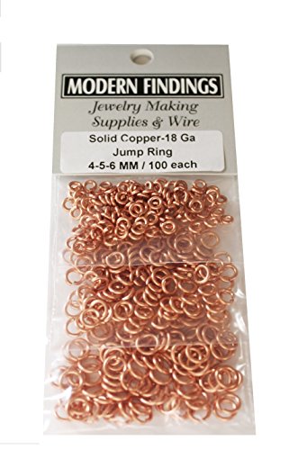 Kupfer-Bindering, rund, offen, 18 Ga-Draht, verschiedene Größen/Sägeschnitt, hergestellt in den USA (O/D 4–5–6 mm, 100 Stück pro Größe) von Modern Findings