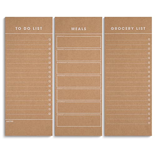 3 magnetische Notizblöcke im Vintage-Stil (Mahlzeitenplaner, To-Do-Liste und Einkaufslistenblock) – großer Kühlschrank-Notizblock kommt mit 50 Premium-Kraftpapierbögen pro Block für praktische von Modern Shop