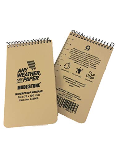 Modestone A 12 MIL All Weather Notepad Waterproof - A 6 100 Pages/50 Sheets Squared - Notebook - Stone Paper Pad - Great for Outdoor Use von Modestone