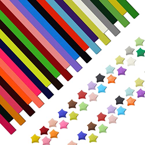 Modixun 1620 Blatt Origami-Stern-Papierstreifen, buntes dekoratives Origami-Sterne-Papier, Glücksstern-Faltpapier für Bastelbedarf, 27 Farben von Modixun
