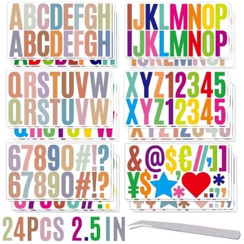 Modixun 24 Blatt große 6,3 cm Buchstaben-Aufkleber, bunte Alphabet-Aufkleber, wasserdicht, Vinyl, selbstklebende Zahlen, ABC-Aufkleber, Buchstaben für Pinnwand, Briefkasten Modixun 24 Blatt große 6,3 cm Buchstaben-Aufkleber, bunte Alphabet-Aufkleber, wasserdicht, Vinyl, selbstklebende Zahlen, ABC-Aufkleber, Buchstaben für Pinnwand, Briefkasten von Modixun
