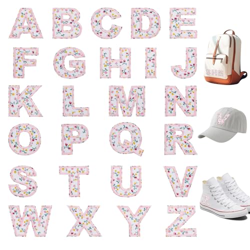 Modixun 26 Stück Buchstaben zum Aufbügeln für Kleidung, Alphabet bestickte Stoffbuchstaben Patches A-Z, für Kleidung, Hüte, Jeans, Hemden, Taschen, Rosa Blume Modixun 26 Stück Buchstaben zum Aufbügeln für Kleidung, Alphabet bestickte Stoffbuchstaben Patches A-Z, für Kleidung, Hüte, Jeans, Hemden, Taschen, Rosa Blume von Modixun