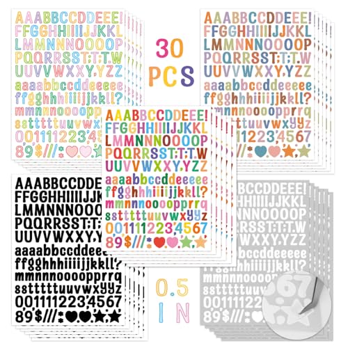 Modixun 30 Blatt 1,3 cm Buchstaben-Aufkleber, bunte Alphabet-Aufkleber, wasserdicht, Vinyl, selbstklebende Zahlen, ABC-Aufkleber, Buchstaben für Sammelalben, Wasserflaschen Modixun 30 Blatt 1,3 cm Buchstaben-Aufkleber, bunte Alphabet-Aufkleber, wasserdicht, Vinyl, selbstklebende Zahlen, ABC-Aufkleber, Buchstaben für Sammelalben, Wasserflaschen von Modixun