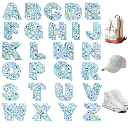 Modixun 52 Stück Buchstaben zum Aufbügeln für Kleidung, Alphabet bestickte Stoffbuchstaben Patches A-Z, für Kleidung, Hüte, Jeans, Hemden, Taschen, blaue Blätter Modixun 52 Stück Buchstaben zum Aufbügeln für Kleidung, Alphabet bestickte Stoffbuchstaben Patches A-Z, für Kleidung, Hüte, Jeans, Hemden, Taschen, blaue Blätter von Modixun