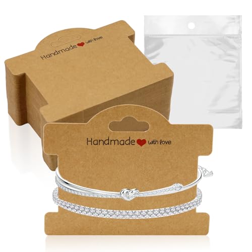 Modixun Armband-Display-Karten mit transparenten Beuteln, Armbandverpackung für kleine Unternehmen, hängende Schmuck, Armband, Business-Zubehör für den Verkauf von Armbändern, Braun, 70 Stück Modixun Armband-Display-Karten mit transparenten Beuteln, Armbandverpackung für kleine Unternehmen, hängende Schmuck, Armband, Business-Zubehör für den Verkauf von Armbändern, Braun, 70 Stück von Modixun