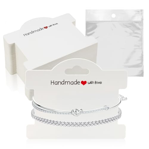 Modixun Armband-Display-Karten mit transparenten Beuteln, Armbandverpackung für kleine Unternehmen, hängende Schmuck, Armband, Business-Zubehör für den Verkauf von Armbändern, Weiß, 70 Stück Modixun Armband-Display-Karten mit transparenten Beuteln, Armbandverpackung für kleine Unternehmen, hängende Schmuck, Armband, Business-Zubehör für den Verkauf von Armbändern, Weiß, 70 Stück von Modixun