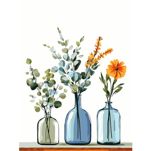 Modojuny Malen nach Zahlen für Erwachsene und Kinder, DIY Geschenk Leinwand Malerei Kit mit Acrylpigment und Pinseln, 30 x 40 cm Blumen (ohne Rahmen) – ab 9 Jahren von Modojuny