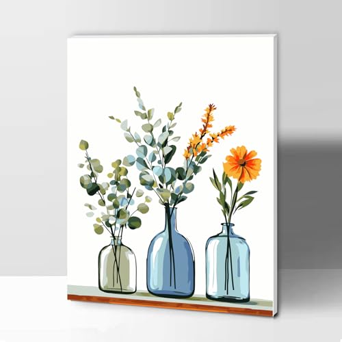 Modojuny Malen nach Zahlen für Erwachsene und Kinder, Paint by Numbers Kit mit Acrylpigment und Pinseln, Geschenk und Wanddekoration, 30 x 40 cm Blumen (mit Holzrahmen) – ab 9 Jahren von Modojuny