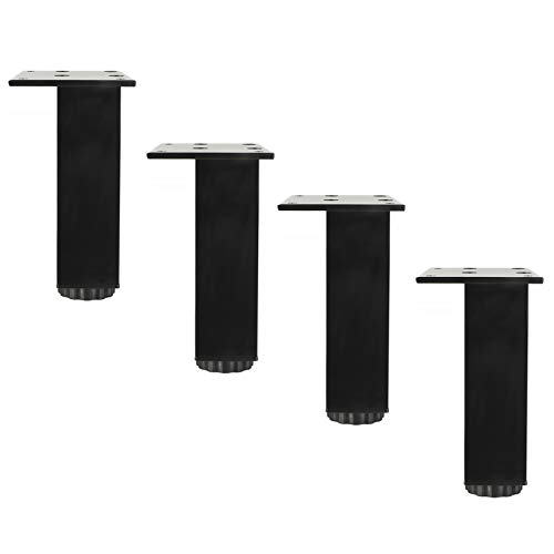 Möbelbeine 4 Stück Verstellbare Möbelfüße Metallschrankbeine, mit 32 Stück Befestigungsschraube, Geeignet für Schrank, Sofa, Couchtisch, TV-Schrank (Schwarz und Weiß) von Möbelbeine