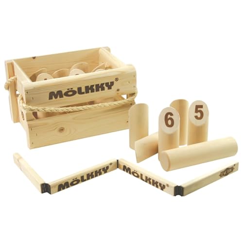 Mölkky Championship Kit - Birkenholz, 12 Skittles, 1 Stock mit Punkteblock, Heittokaari - Wurfspiele für Draußen, Garten, Strand, Freizeit, Party Spiel für Familie, Gruppen - AZ56992 Mölkky Championship Kit - Birkenholz, 12 Skittles, 1 Stock mit Punkteblock, Heittokaari - Wurfspiele für Draußen, Garten, Strand, Freizeit, Party Spiel für Familie, Gruppen - AZ56992 von Mölkky